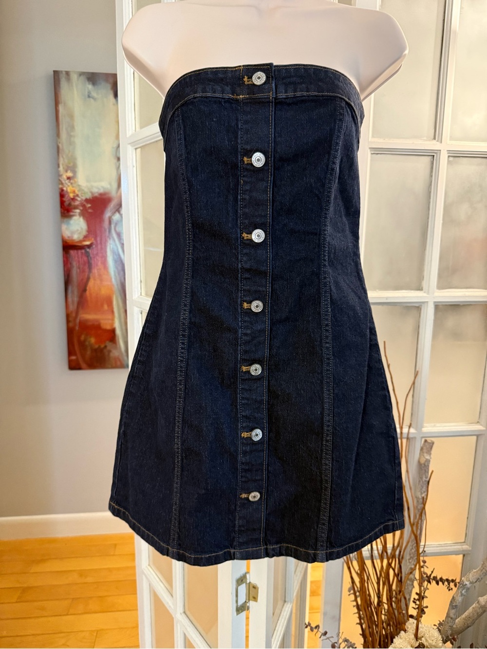 ✨Abercrombie & Fitch Dark Denim Strapless Mini Dress Small✨